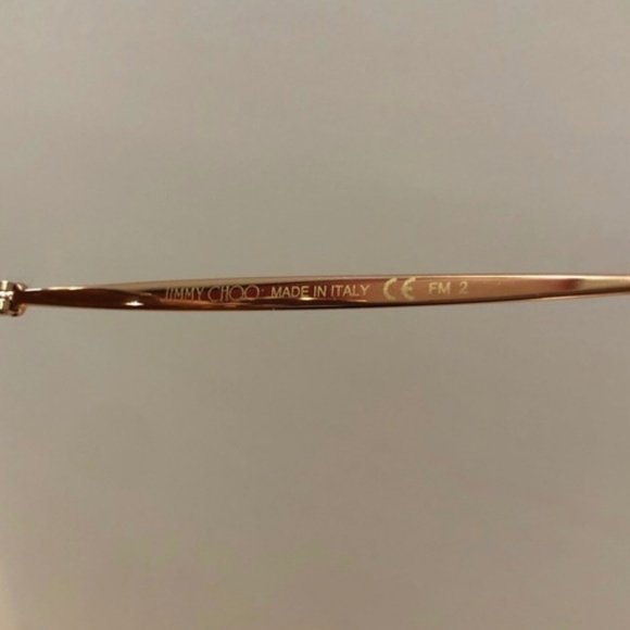 WORN ONCE! JIMMY CHOO Aline Gold Pink Rectangle Glitter Sunglasses - Picture 2 of 15